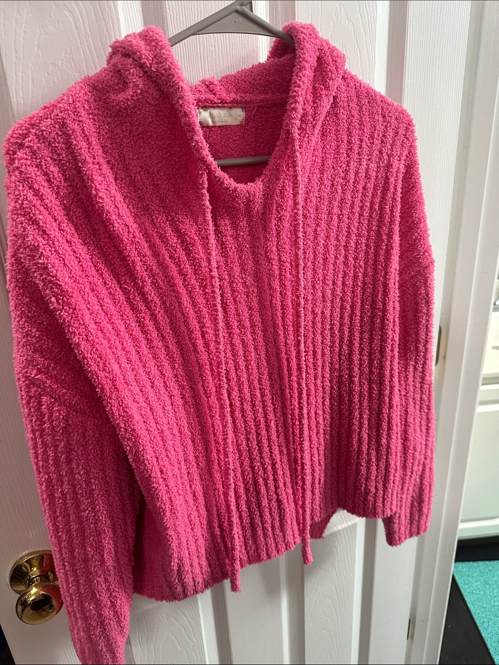 Altar'd State Cozy Hooded Sweater in Hot Pink